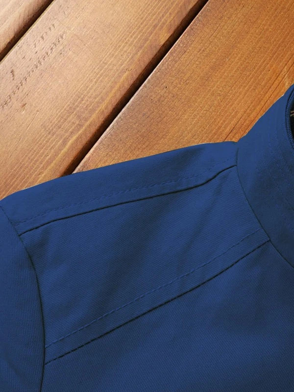 Men Striped Trim Zipper Jacket Without Tee