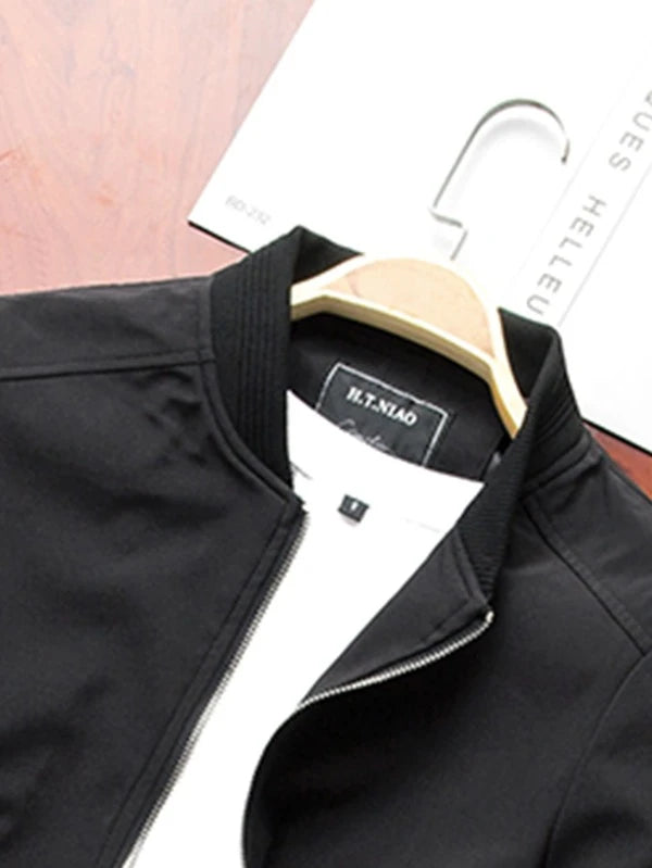 Men Zip Up Bomber Jacket Without Tee