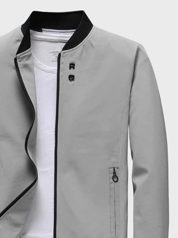 Men 1pc Zip Up Bomber Jacket