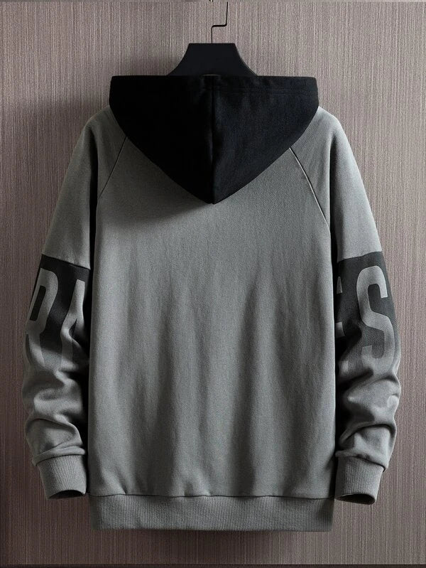 Men Letter Graphic Raglan Sleeve Hoodie