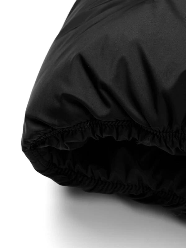 Men Drawstring Hooded Zipper Puffer Coat Without Sweater