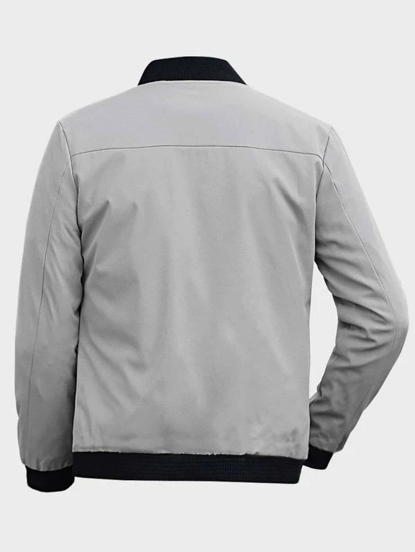 Men 1pc Zip Up Bomber Jacket