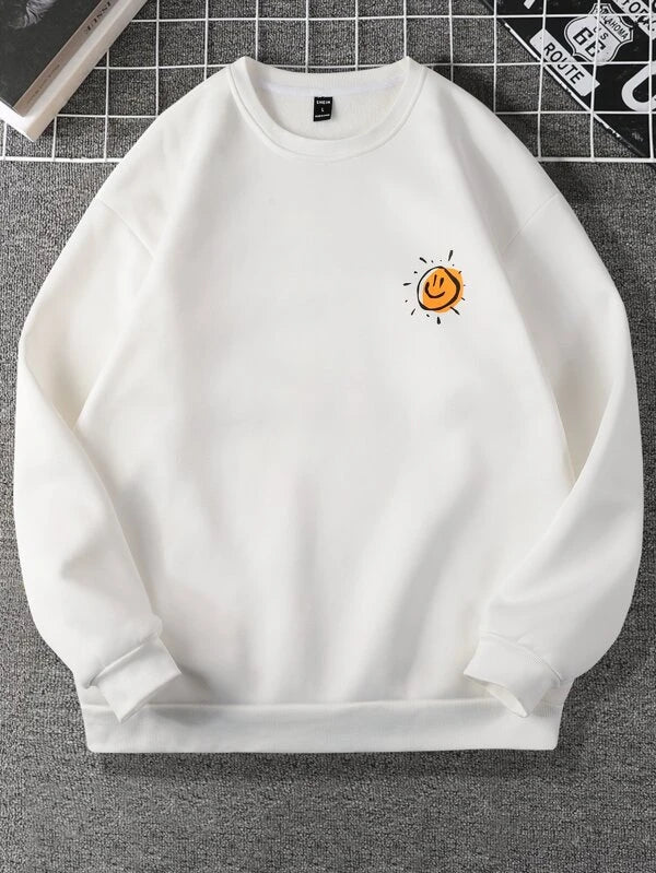 Men Cartoon And Slogan Graphic Sweatshirt