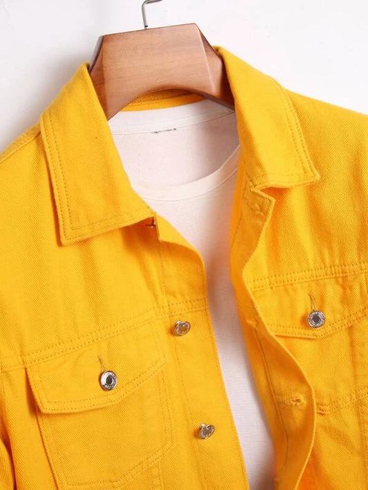 Men Slogan Graphic Flap Pocket Denim Jacket Without Tee